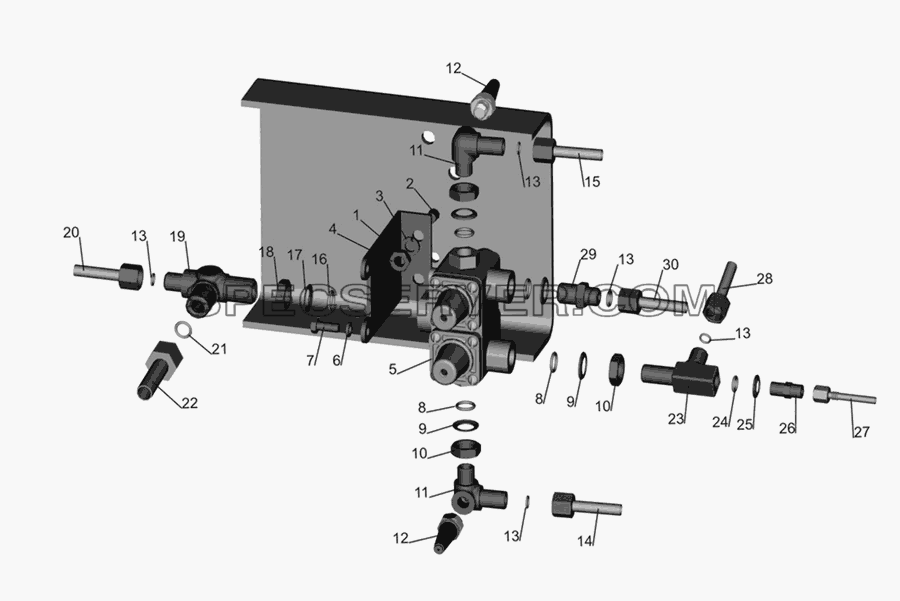 Крепление четырехконтурного клапана для МАЗ-437030 (Зубрёнок) (список запасных частей)